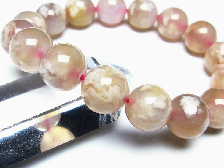 チェリーブロッサムアゲート ブレスレット 桜瑪瑙 13mm メール便可 [M便 1/10] 111-26405 [sold out]
