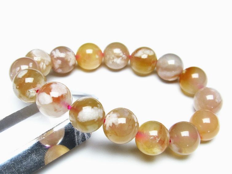 チェリーブロッサムアゲート ブレスレット 桜瑪瑙 13mm メール便可 [M便 1/10] 111-26406 【sold out】