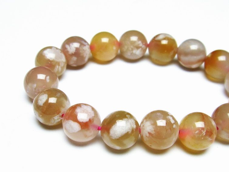 チェリーブロッサムアゲート ブレスレット 桜瑪瑙 13mm メール便可 [M便 1/10] 111-26406 【sold out】