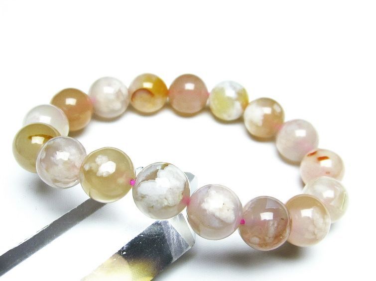 チェリーブロッサムアゲート ブレスレット 桜瑪瑙 12mm メール便可 [M便 1/10] 111-26437 【sold out】