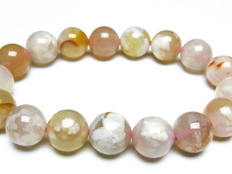 チェリーブロッサムアゲート ブレスレット 桜瑪瑙 12mm メール便可 [M便 1/10] 111-26437 【sold out】