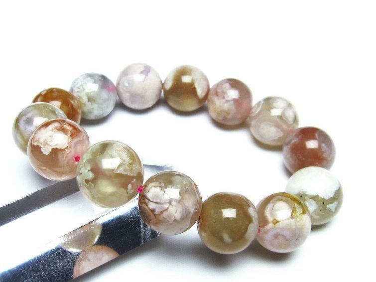 チェリーブロッサムアゲート ブレスレット 桜瑪瑙 15mm メール便可 [M便 1/10] 111-26462 【sold out】