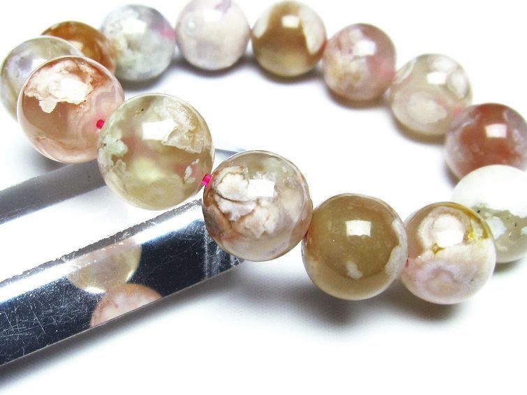 チェリーブロッサムアゲート ブレスレット 桜瑪瑙 15mm メール便可 [M便 1/10] 111-26462 【sold out】