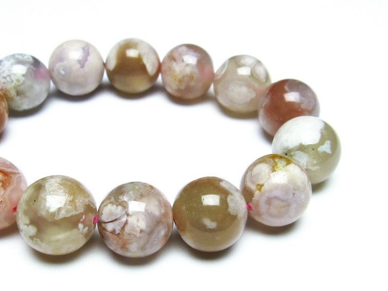 チェリーブロッサムアゲート ブレスレット 桜瑪瑙 15mm メール便可 [M便 1/10] 111-26462 【sold out】