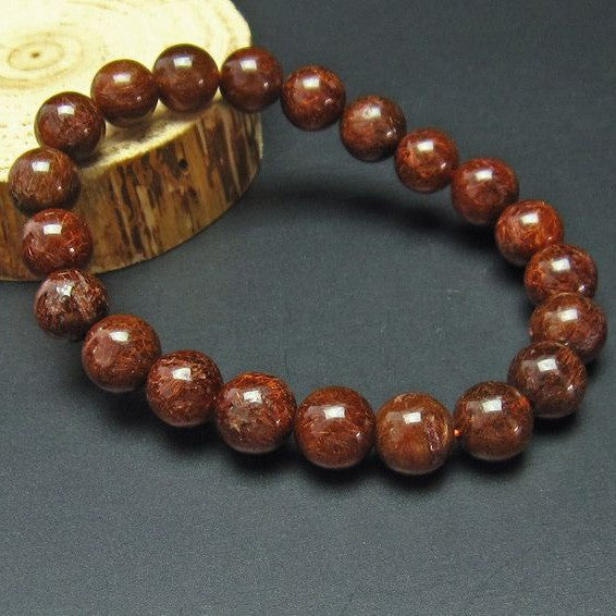 天然石　銅ルチルクォーツ　15mmパワーストーン 動画】【1点もの】ルチルクォーツAAA- ラウンド15mm 1連(ブレス) NO.6 - 天然石ビーズ・パワーストーンの卸問屋・通販｜ケンケンジェムズ