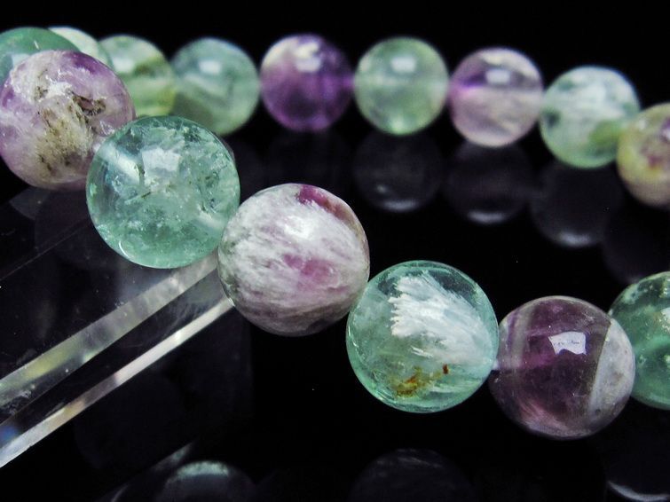エンジェルフェザー フローライト ブレスレット 12mm 一点物  111-28866