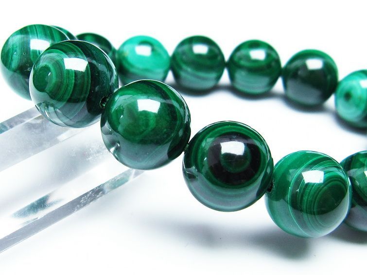 マラカイト ブレスレット 14mm 一点物  111-29376