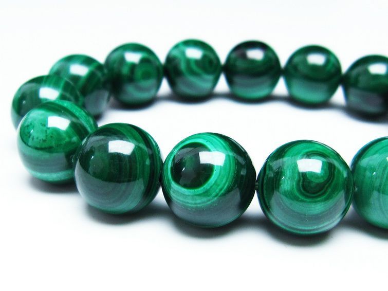 マラカイト ブレスレット 14mm 一点物  111-29376