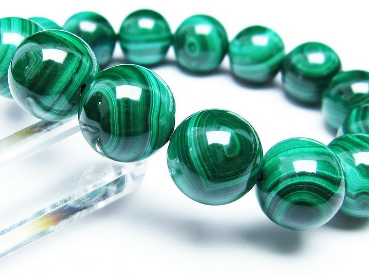 マラカイト ブレスレット 15mm 一点物  111-29399