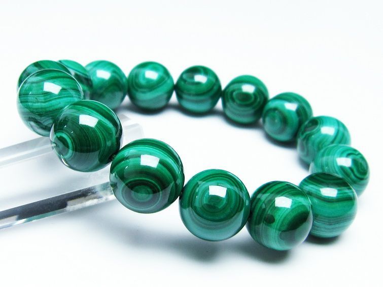 マラカイト ブレスレット 15mm 一点物  111-29404