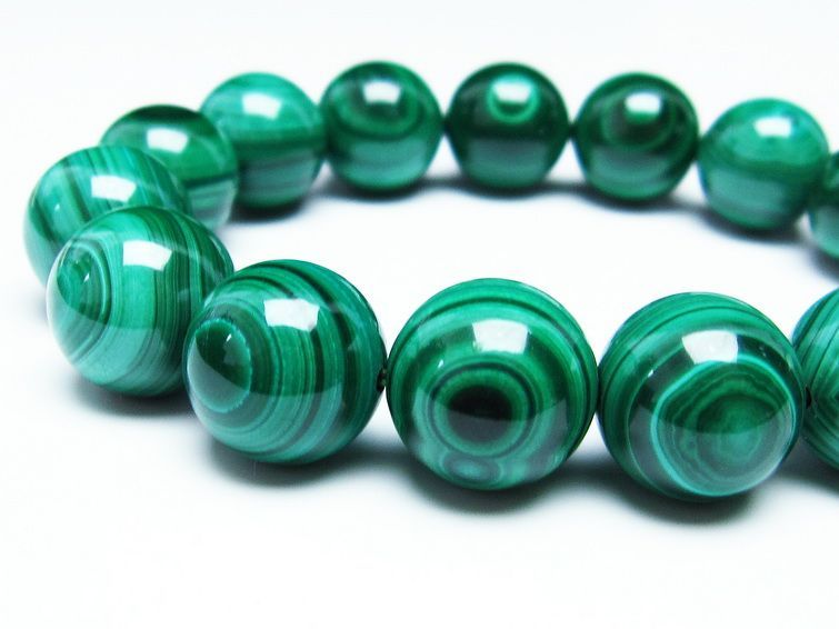 マラカイト ブレスレット 15mm 一点物  111-29404
