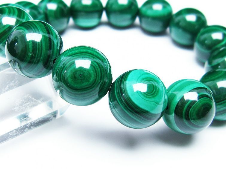 マラカイト ブレスレット 15mm 一点物  111-29408