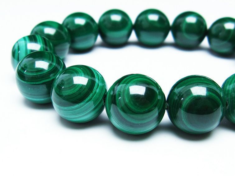 マラカイト ブレスレット 15mm 一点物  111-29408