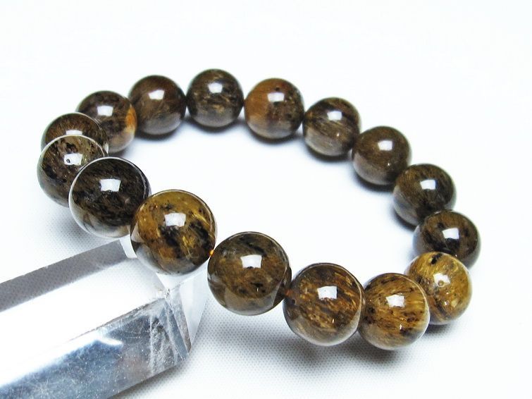 ルチルインアゲート ブレスレット 13mm アゲット 一点物  111-29813