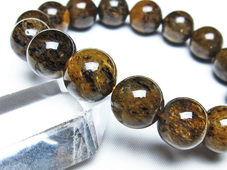 ルチルインアゲート ブレスレット 13mm アゲット 一点物  111-29813