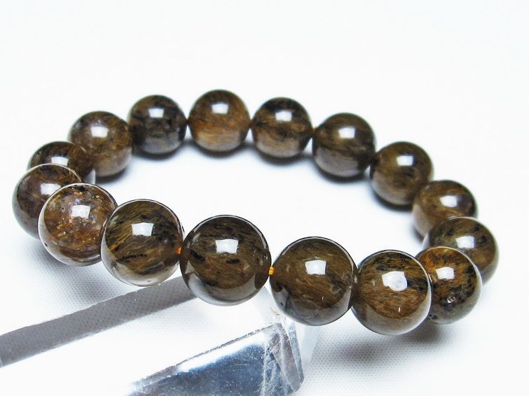 ルチルインアゲート ブレスレット 13mm アゲット 一点物  111-29816