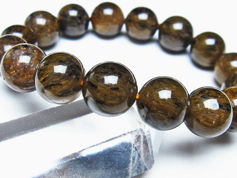 ルチルインアゲート ブレスレット 13mm アゲット 一点物  111-29816