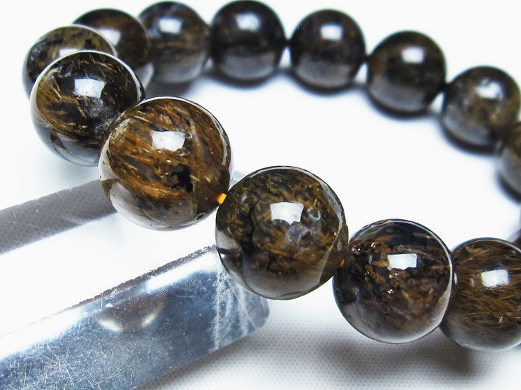 ルチルインアゲート ブレスレット 13mm アゲット 一点物  111-29817