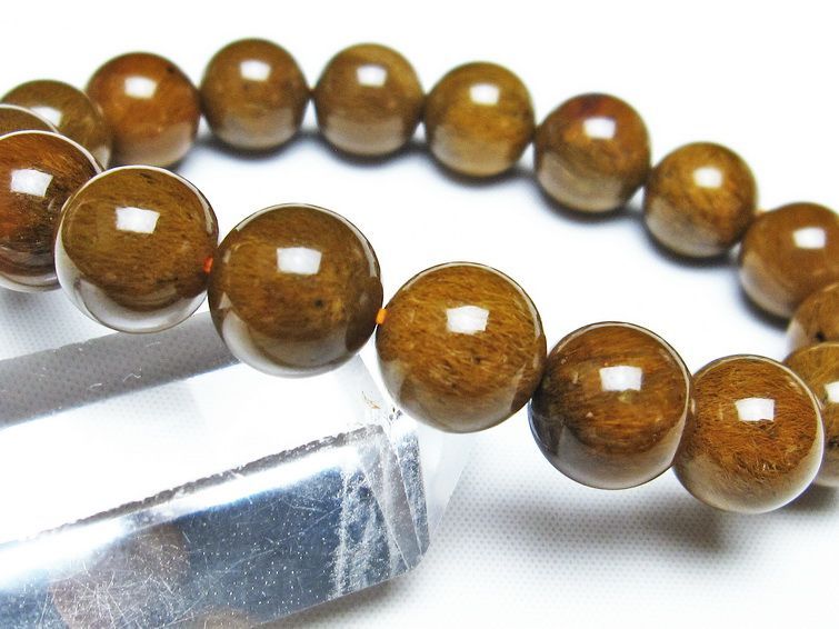 ルチルインアゲート ブレスレット 12mm アゲット 一点物  111-29852