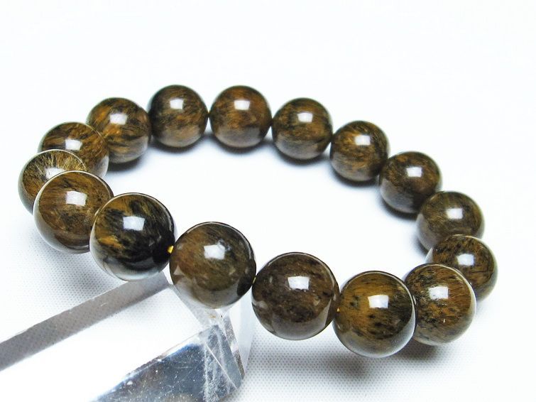 ルチルインアゲート ブレスレット 13mm アゲット 一点物  111-29855