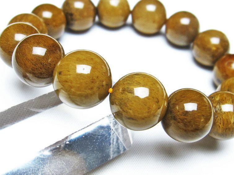 ルチルインアゲート ブレスレット 14mm アゲット 一点物  111-29860 【sold out】