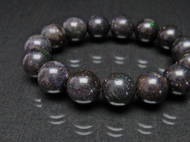 ブラックオパール ブラックマトリックスオパール  ブレスレット 15mm 111-9857