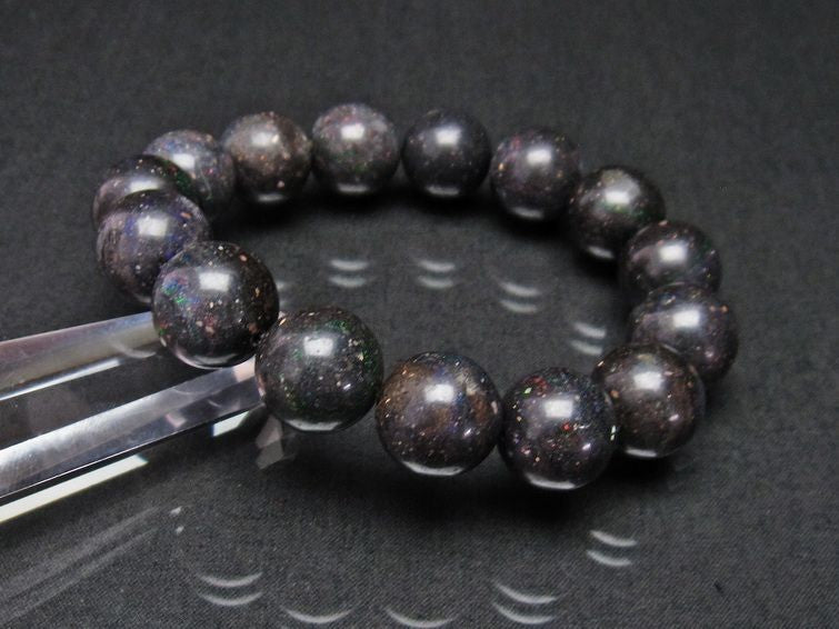 ブラックオパール ブラックマトリックスオパール  ブレスレット 15mm 111-9857