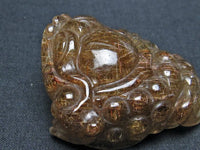 金針ルチル 金蟾 置物 手彫り 彫刻品 キンセン ルチルクォーツ 原石 一点物  144-91