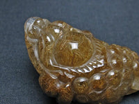 金針ルチル 金蟾 置物 手彫り 彫刻品 キンセン ルチルクォーツ 原石 一点物  144-94