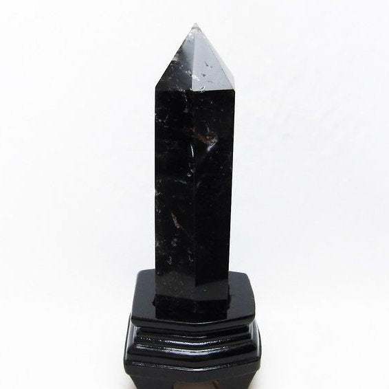 モリオン 六角柱 黒水晶 ポイント 置物 原石 台座付属 一点物 152-2249