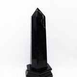1.4Kg モリオン 六角柱 黒水晶 ポイント 置物 原石 台座付属 [送料無料] 一点物 152-2267