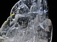 2.3Kg クリスタルクォーツ 水晶 彫刻品 オブジェ 置き物 手彫り観音置物 台座付属  一点物 164-1