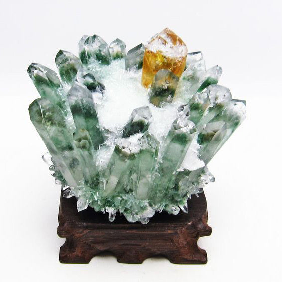 緑水晶 クラスター 原石 台座付属 182-4848
