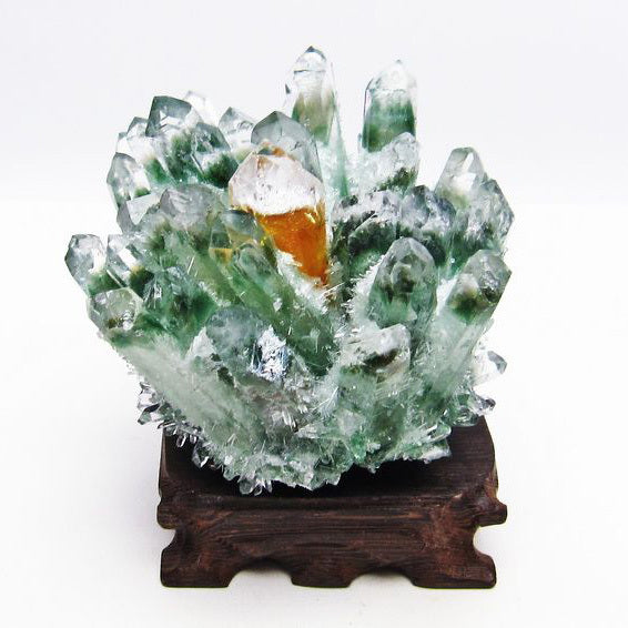 緑水晶 クラスター 原石 台座付属 182-4851