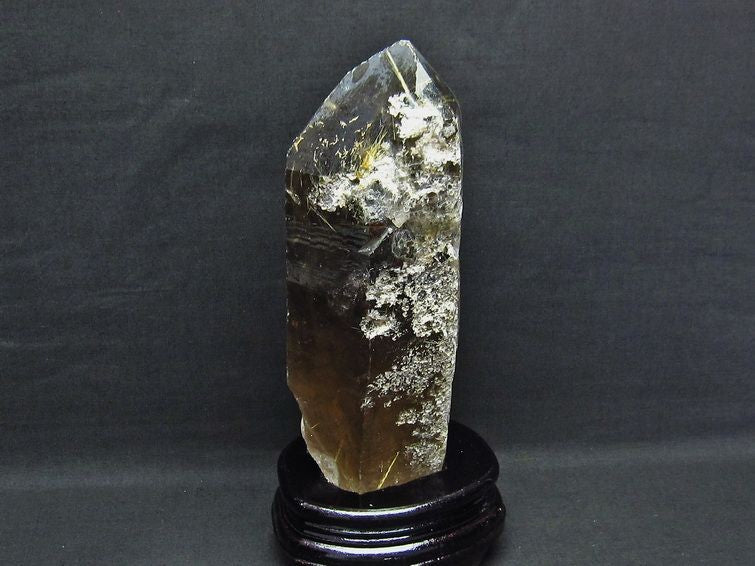 2.2Kg スモーキークォーツ 煙水晶 原石 ルチルクォーツ入り 台座付属