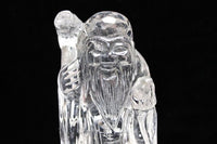 クリスタルクォーツ 水晶 彫刻品 オブジェ 置き物 寿星置物  一点物 254-15
