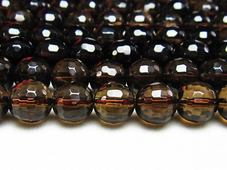 スモーキークォーツ 煙水晶 一連128面カット 9mm ランダム発送 メール便可 [M便 1/5] 7 714-57